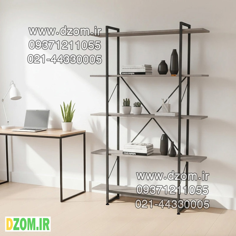 درستتتتتت کتابخانه پنج طبقه دیزم مدل مونتاژی LIB_120×180_GR - تصویر 1